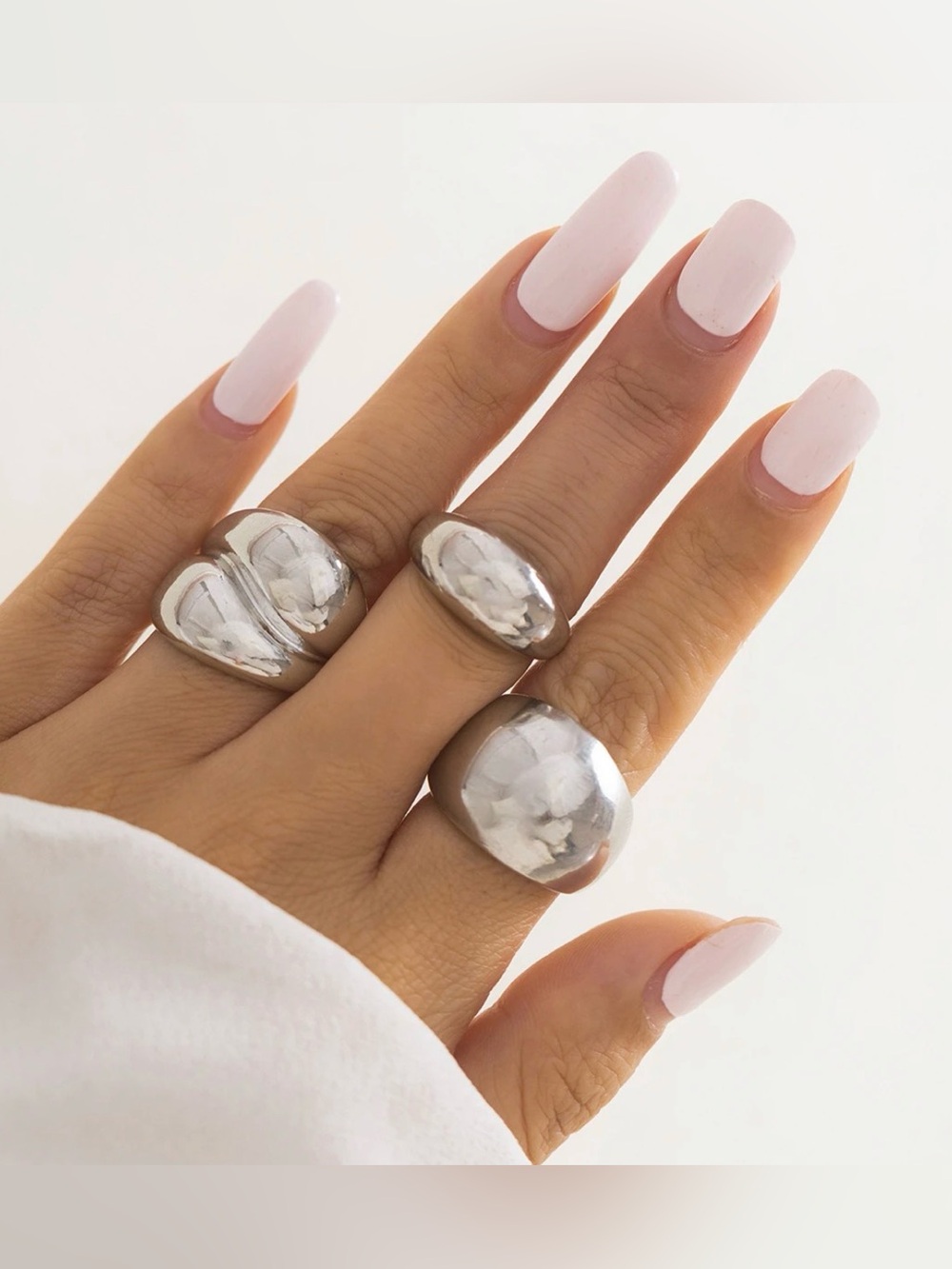 Trio Minimalist Silver Dome Open Ring - Women's Jewelry